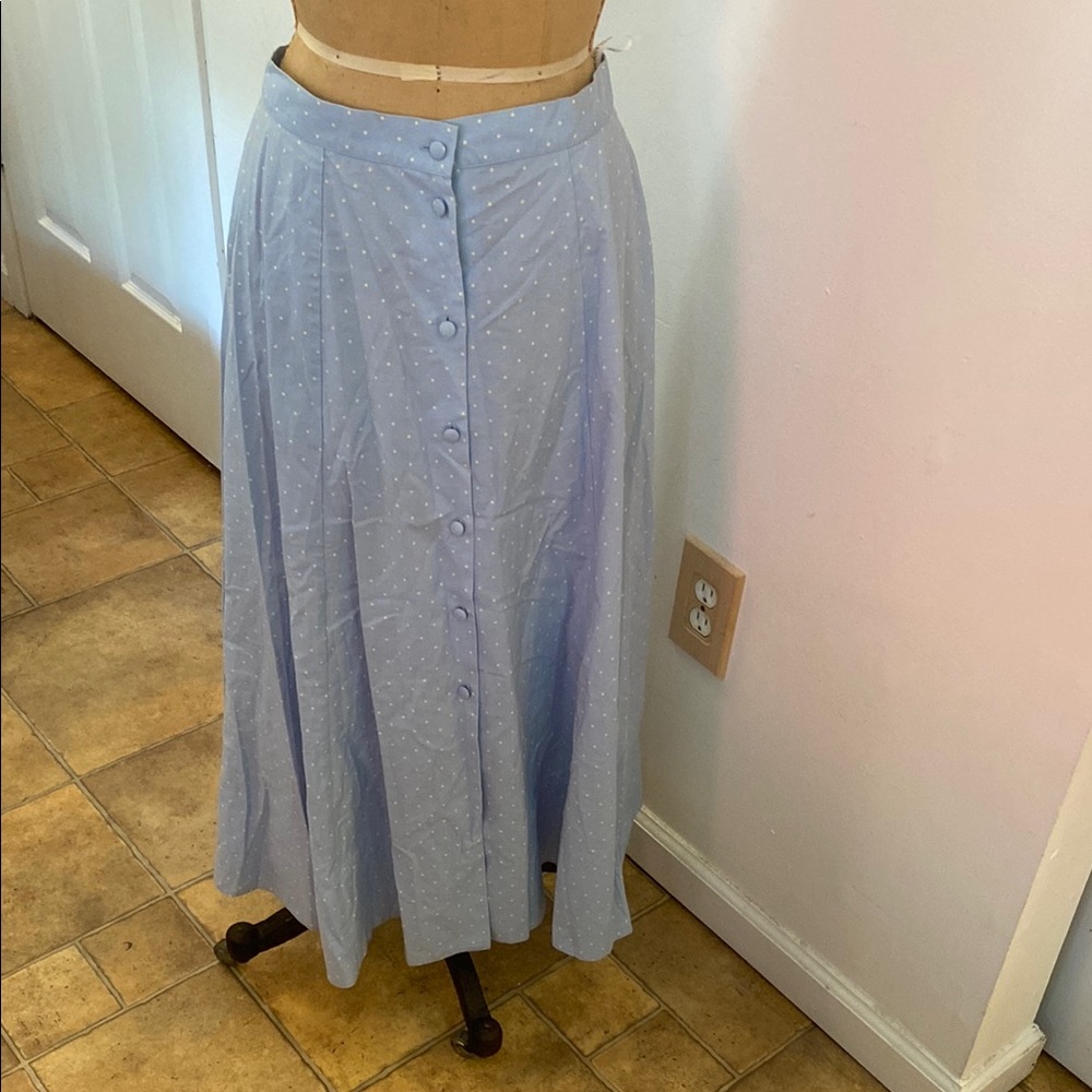 Vintage Laura Ashley Light Blue Button-Down Skirt